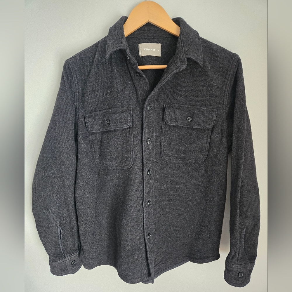 EVERLANE Men's Gray Cotton Overshirt Jacket